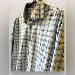 Con.Struct 4 Way Stretch Men's Button Shirt Large Slim Fit Blue Plaid